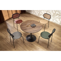 Okrúhly jedálenský stôl OLMO - 90x83 cm - orech/čierny