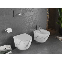 Závesné WC MEXEN LENA RIMLESS - biele/sivé imitácie kameňa + Duroplast sedátko, 30224092