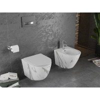 Závesné WC MEXEN LENA RIMLESS - biele/čierne/sivé imitácie kameňa + Duroplast sedátko, 30224094