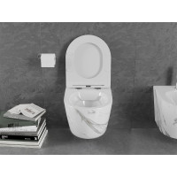 Závesné WC MEXEN LENA RIMLESS - biele/čierne/sivé imitácie kameňa + Duroplast sedátko, 30224094