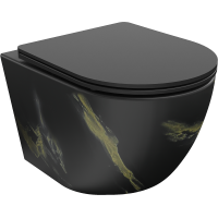 Závesné WC MEXEN LENA RIMLE  - čierne/žlté imitácia kameňa + Duroplast sedátko, 30224098