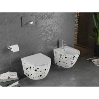 Závesné WC MEXEN LENA RIMLESS - biele/vzor terrazo + Duroplast sedadlo, 30224096