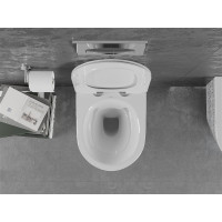 Závesné WC MEXEN LENA RIMLESS - biele/čierne vzorované imitácia kameňa + Duroplast sedátko, 30224095