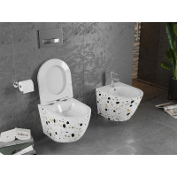 Závesné WC MEXEN LENA RIMLESS - biele/vzor terrazo + Duroplast sedadlo, 30224096