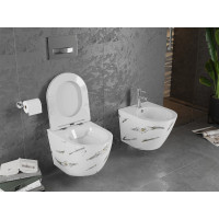 Závesné WC MEXEN LENA RIMLESS - biele / čierne imitácia kameňa + Duroplast sedátko, 30224091