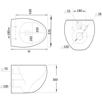 Závesné WC MEXEN EGG RIMLESS - čierne + Duroplast sedátko slim, 30245070