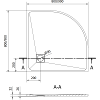 Štvrťkruhová sprchová SMC vanička MEXEN BERT 90x90 cm - biela, 4KR109090