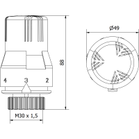 Termostatická hlavica pre radiátor MEXEN Cla ic - čierna - M30x1,5, W908-002-70