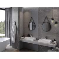 Okrúhle zrkadlo na pásku MEXEN STRING 50 cm - čierne, 9854-050-050-000-70