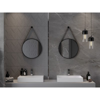 Okrúhle zrkadlo na pásku MEXEN STRING 50 cm - čierne, 9854-050-050-000-70