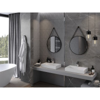 Okrúhle zrkadlo na pásku MEXEN STRING 60 cm - čierne, 9854-060-060-000-70