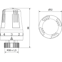 Termostatická hlavica pre radiátor MEXEN Cla ic - biela - M30x1,5, W908-001-20