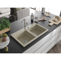 Kuchynský granitový drez MEXEN HEKTOR - 80x49 cm - béžový, 6521802000-69