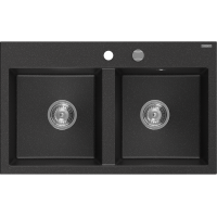 Kuchynský granitový drez MEXEN HEKTOR - 80x49 cm - metalický čierny/strieborný, 6521802000-73