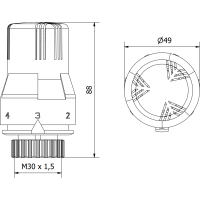 Termostatická hlavica pre radiátor MEXEN Cla ic - sivá - M30x1,5, W908-002-66