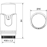 Termostatická hlavica pre radiátor MEXEN Modern - čierna - M30x1,5, W900-000-70