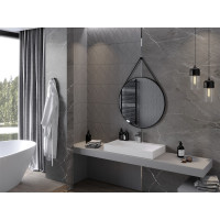 Okrúhle zrkadlo na pásku MEXEN STRING 80 cm - čierne, 9854-080-080-000-70