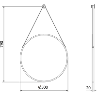 Okrúhle zrkadlo na pásku MEXEN STRING 50 cm - čierne, 9854-050-050-000-70