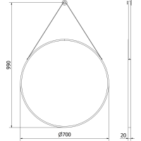 Okrúhle zrkadlo na pásku MEXEN STRING 70 cm - čierne, 9854-070-070-000-70