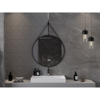 Okrúhle zrkadlo na pásku MEXEN STRING 80 cm - čierne, 9854-080-080-000-70