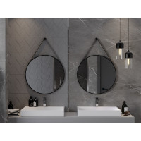 Okrúhle zrkadlo na pásku MEXEN STRING 70 cm - čierne, 9854-070-070-000-70