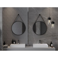 Okrúhle zrkadlo na pásku MEXEN STRING 60 cm - čierne, 9854-060-060-000-70
