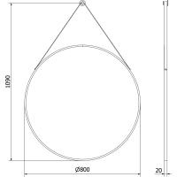 Okrúhle zrkadlo na pásku MEXEN STRING 80 cm - čierne, 9854-080-080-000-70