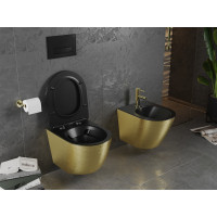 Závesné WC MEXEN LENA RIMLESS - čierne/zlaté brúsené + Duroplast sedátko slim, 30224077