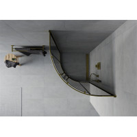 Sprchovací kút MEXEN RIO gold grafit - štvrťkruh 90x90 cm, 863-090-090-50-40