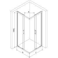 Sprchovací kút MEXEN RIO gold transparent - 90x90 cm, 860-090-090-50-00