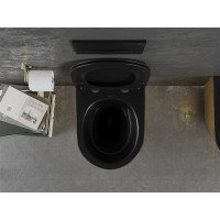 Závesné WC MEXEN LENA RIMLESS - čierne/zlaté brúsené + Duroplast sedátko slim, 30224077