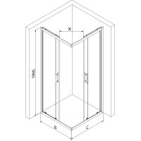 Sprchovací kút MEXEN RIO gold transparent - 80x80 cm, 860-080-080-50-00