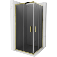Sprchovací kút MEXEN RIO gold grafit - 90x90 cm, 860-090-090-50-40