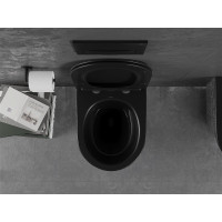 Závesné WC MEXEN LENA RIMLESS - čierne/strieborné šupinové + Duroplast sedátko slim, 30224072