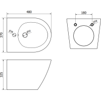 Závesný bidet MEXEN LENA 48 cm - biely/zlatý vzorovaný, 35224809