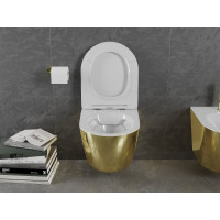 Závesné WC MEXEN LENA RIMLE  - zlaté/biele + Duroplast sedadlo slim, 30224006