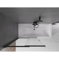 Vaňová zástena s posuvnými dverami MEXEN FOX 100x150 cm - čierna - číre sklo, 891-100-002-70-00