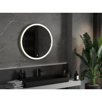 Okrúhle zrkadlo MEXEN ESSO 80 cm so zlatým okrajom - s LED podsvietením a vyhrievaním, 9825-080-080-611-50
