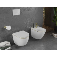 Závesný bidet MEXEN LENA 48 cm - biely so zlatým okrajom, 35224805