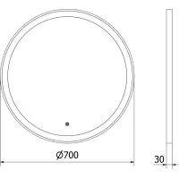 Okrúhle zrkadlo MEXEN ESSO 70 cm s čiernym okrajom - s LED podsvietením a vyhrievaním, 9825-070-070-611-70