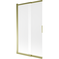Vaňová zástena s posuvnými dverami MEXEN FOX 100x150 cm - zlatá - mliečne sklo, 891-100-002-50-30