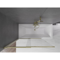 Vaňová zástena s posuvnými dverami MEXEN FOX 120x150 cm - zlatá - číre sklo, 891-120-002-50-00