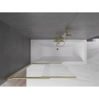 Vaňová zástena s posuvnými dverami MEXEN FOX 100x150 cm - zlatá - číre sklo, 891-100-002-50-00