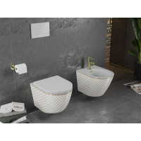 Závesný bidet MEXEN LENA 48 cm - biely/zlatý vzorovaný, 35224809