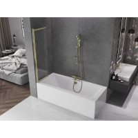 Vaňová zástena s posuvnými dverami MEXEN FOX 85x150 cm - zlatá - číre sklo, 891-085-002-50-00