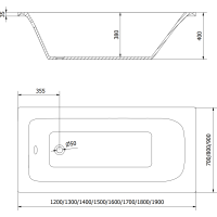 Obdĺžniková akrylátová vaňa MEXEN VEGA 180x90 cm - biela, 55011809000