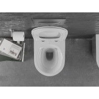 Závesné WC MEXEN LENA RIMLESS - biele/strieborné + Duroplast sedátko slim, 30224004