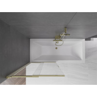Vaňová zástena s posuvnými dverami MEXEN FOX 85x150 cm - zlatá - číre sklo, 891-085-002-50-00