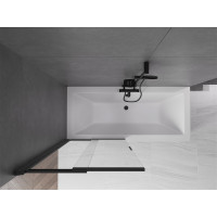 Vaňová zástena s posuvnými dverami MEXEN FOX 85x150 cm - čierna - číre sklo, 891-085-002-70-00