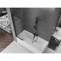 Vaňová zástena s posuvnými dverami MEXEN FOX 85x150 cm - čierna - číre sklo, 891-085-002-70-00